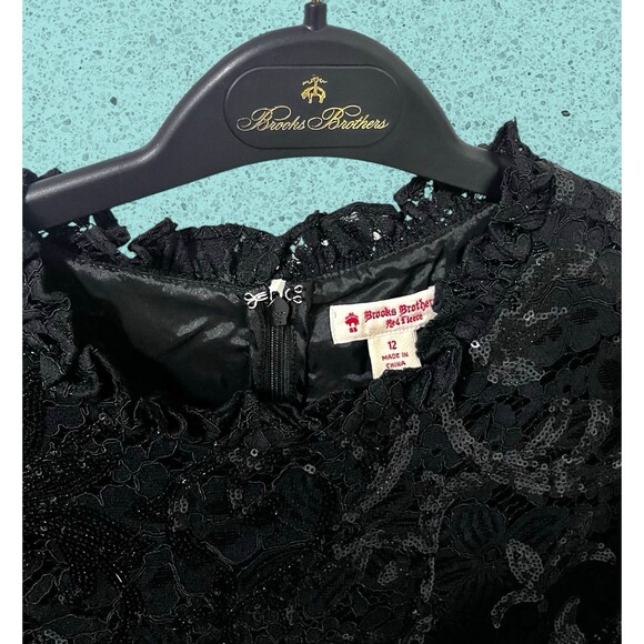 Brooks Brothers Red Fleece Black Lace Sequin Holiday Party Dress Size 12 EUC - Picture 10 of 11